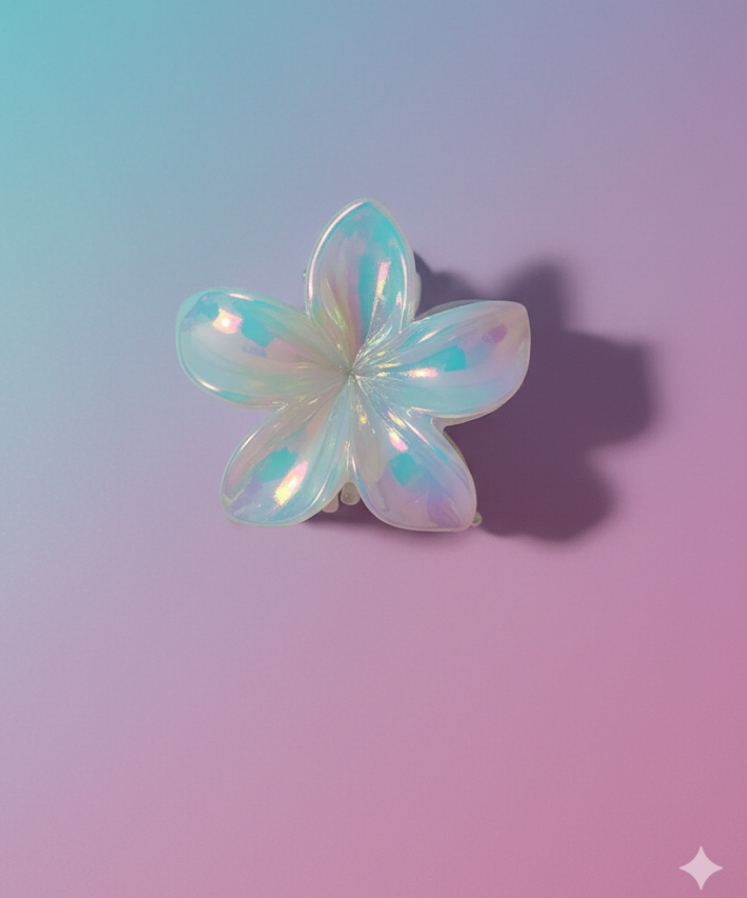 Pinza Flor Hawaiana Plateada